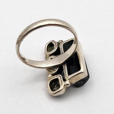 Natural Black Tourmaline Rough Pendant, Rings 925