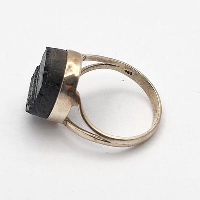 Natural Black Tourmaline Rough Pendant, Rings 925