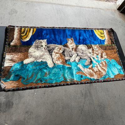 Lot 181 Vintage Cat tapestry rug