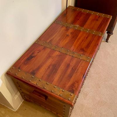 Vintage Red Cedar Chest with Copper Straps