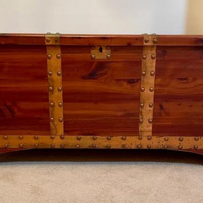 Vintage Red Cedar Chest with Copper Straps