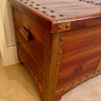 Vintage Red Cedar Chest with Copper Straps