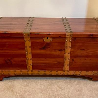 Vintage Red Cedar Chest with Copper Straps