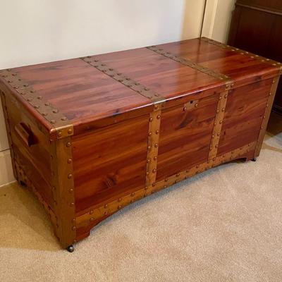 Vintage Red Cedar Chest with Copper Straps