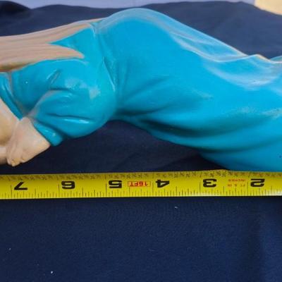 Vintage Girl Resting in Hand Large Ceramic, Scioto Ceramics 1977
