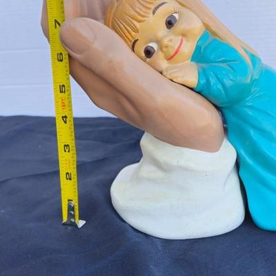 Vintage Girl Resting in Hand Large Ceramic, Scioto Ceramics 1977