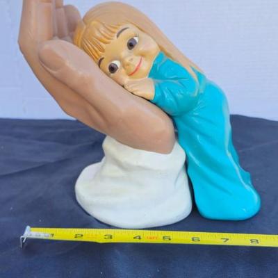 Vintage Girl Resting in Hand Large Ceramic, Scioto Ceramics 1977