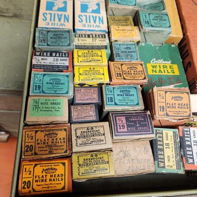 12 Drawer Metal Industrial Hardware Storage Cabinet includes vintage content