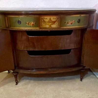Vintage Berkey and Gay Painted Dresser with Mirror Inlay Burl Wood Mahogany