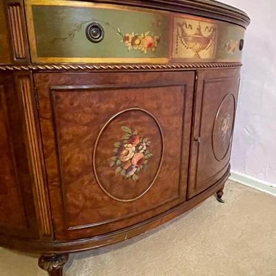 Vintage Berkey and Gay Painted Dresser with Mirror Inlay Burl Wood Mahogany