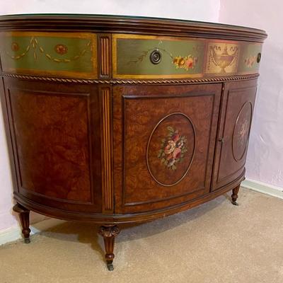 Vintage Berkey and Gay Painted Dresser with Mirror Inlay Burl Wood Mahogany