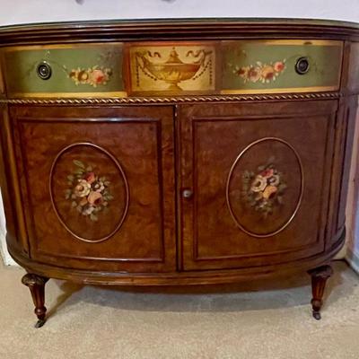 Vintage Berkey and Gay Painted Dresser with Mirror Inlay Burl Wood Mahogany