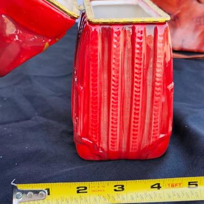 Two Ceramic Purse Jar and Leather Purse lot
