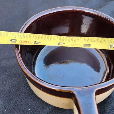 Six Western Monmouth Pottery Soup Bowl Maple Leaf USA Handled Soup Bowl Brown Drip