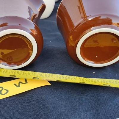 Stoneware Drip Pottery including Boston Bean Pot Brown and Tan