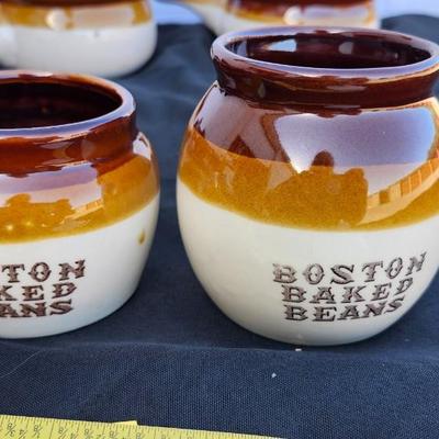 Stoneware Drip Pottery including Boston Bean Pot Brown and Tan