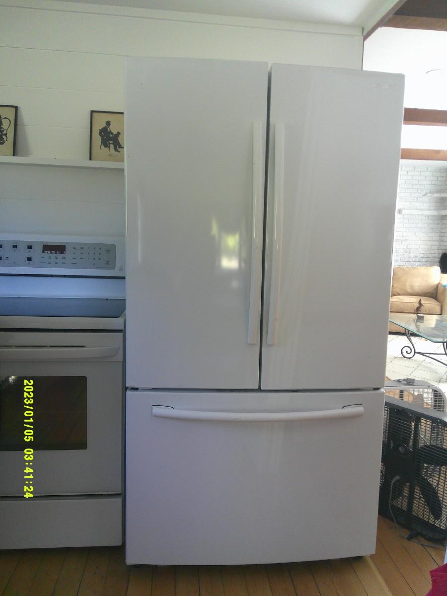 Samsung French Door White Refrigerator.