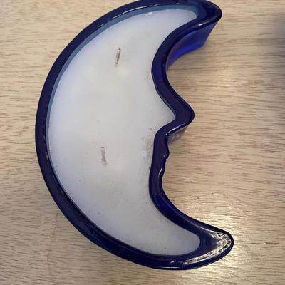 Cobalt blue moon candle