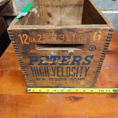 Vintage Wooden Ammo Box Peters High Velocity 12Ga 2 3/4in
