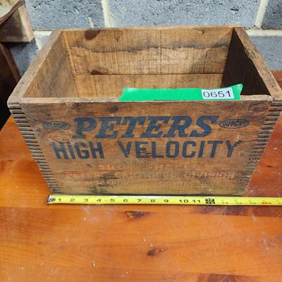 Vintage Wooden Ammo Box Peters High Velocity 12Ga 2 3/4in