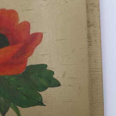 Vintage Hand-Painted Flower on Wood