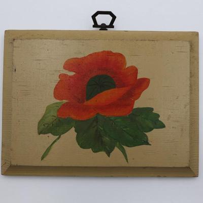 Vintage Hand-Painted Flower on Wood