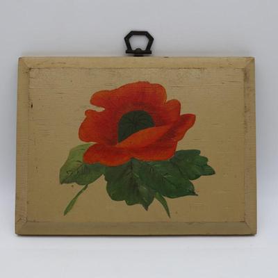 Vintage Hand-Painted Flower on Wood