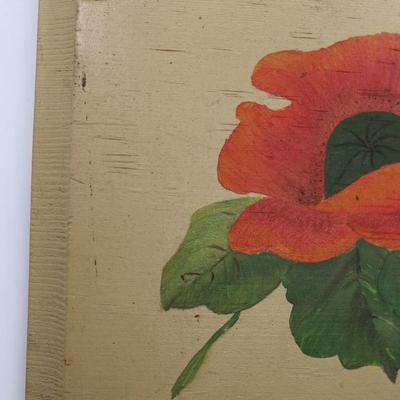 Vintage Hand-Painted Flower on Wood