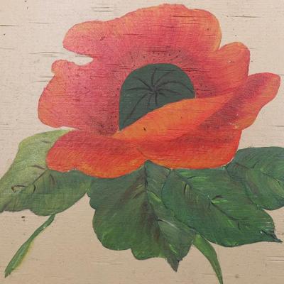 Vintage Hand-Painted Flower on Wood