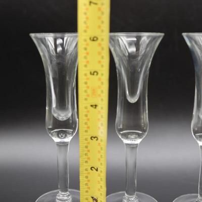 Set Of 4 Vintage Clear Glass 6" Aperitif Glasses