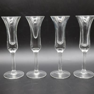 Set Of 4 Vintage Clear Glass 6" Aperitif Glasses