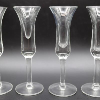 Set Of 4 Vintage Clear Glass 6" Aperitif Glasses