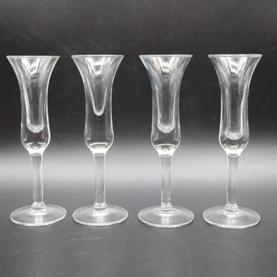 Set Of 4 Vintage Clear Glass 6" Aperitif Glasses