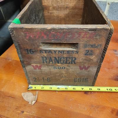 Winchester Arms Wooden Ammo Box Crate Staynless Ranger