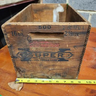 Vintage Wooden Ammo Box Crate Western Shot Shells 16GA