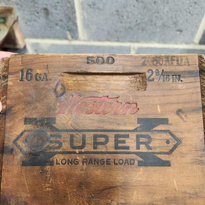 Vintage Wooden Ammo Box Crate Western Shot Shells 16GA