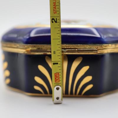 Vintage LIMOGES Cobalt Blue Porcelain Trinket Box