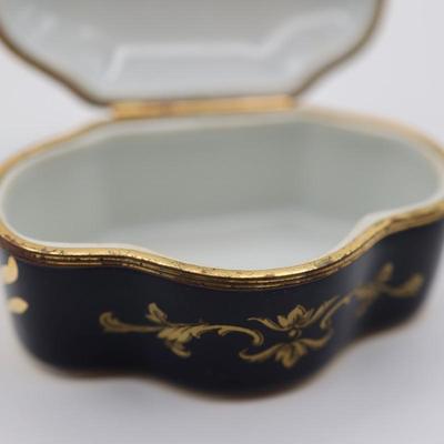 Vintage LIMOGES Cobalt Blue Porcelain Trinket Box