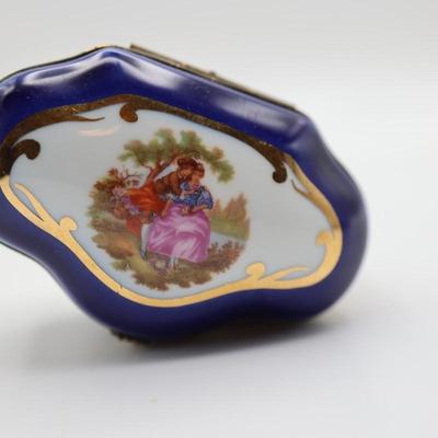 Vintage LIMOGES Cobalt Blue Porcelain Trinket Box