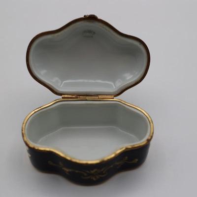 Vintage LIMOGES Cobalt Blue Porcelain Trinket Box