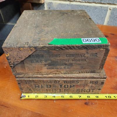 2 Remington Arms Co. Red Top Air Rifle Shot Wooden Ammo Crate Boxes