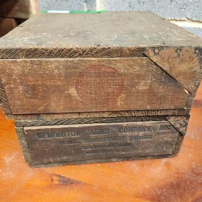 2 Remington Arms Co. Red Top Air Rifle Shot Wooden Ammo Crate Boxes