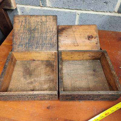 2 Remington Arms Co. Red Top Air Rifle Shot Wooden Ammo Crate Boxes