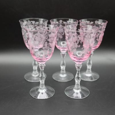 FOSTORIA Pink Navarre Large Claret Stems