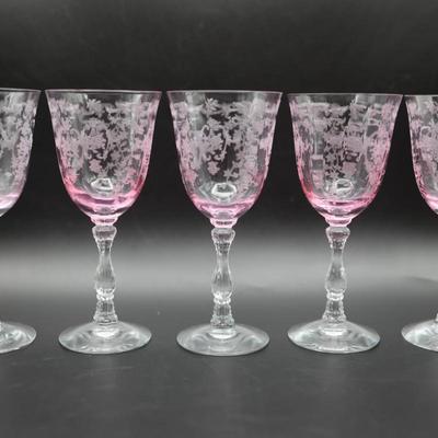 FOSTORIA Pink Navarre Large Claret Stems