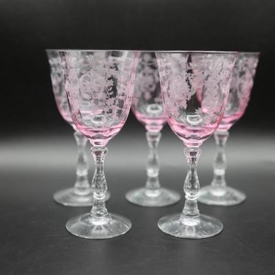 FOSTORIA Pink Navarre Large Claret Stems