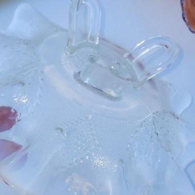 Two Carnival Glass Ruffled Candy Dish