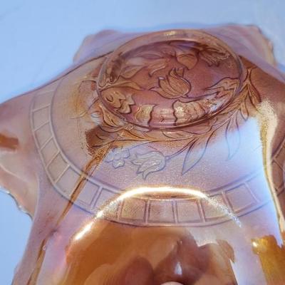 Two Carnival Glass Ruffled Candy Dish