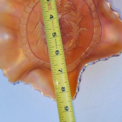 Two Carnival Glass Ruffled Candy Dish