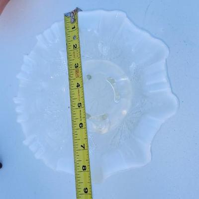 Two Carnival Glass Ruffled Candy Dish